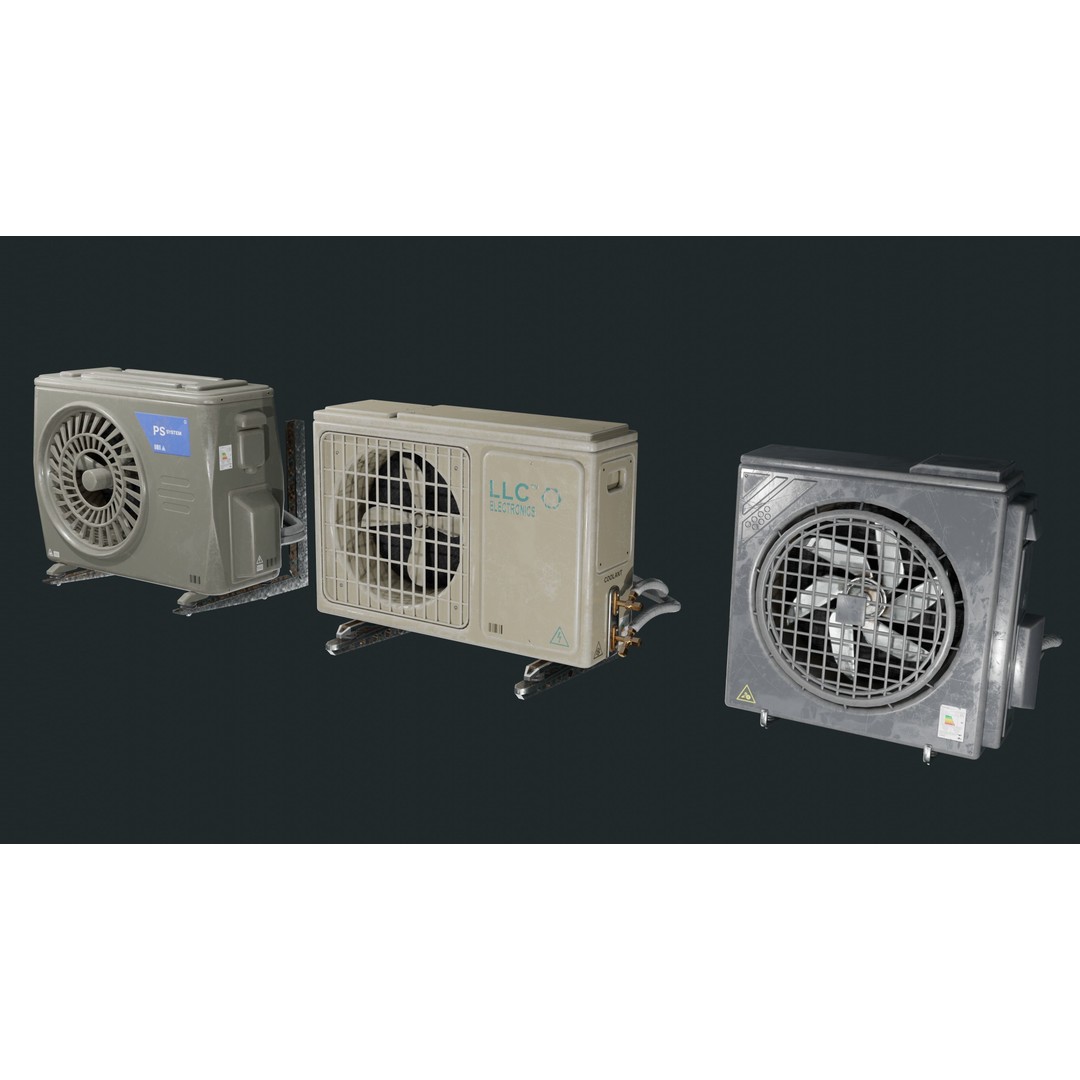 Air Conditioner 3D Model – Low Poly PBR Asset, FBX, Blender - View 5