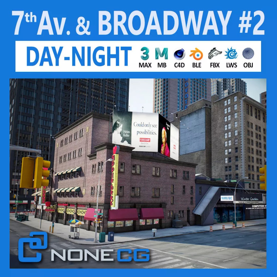 New York Broadway 3D Model – Realistic Cityscape with PBR Textures - View 2