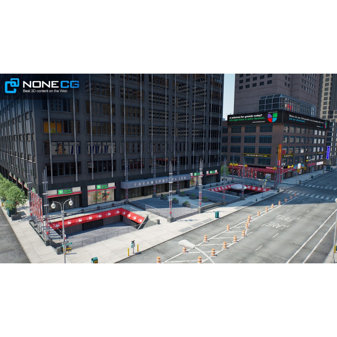 New York Broadway 3D Model – Realistic Cityscape with PBR Textures - View 3