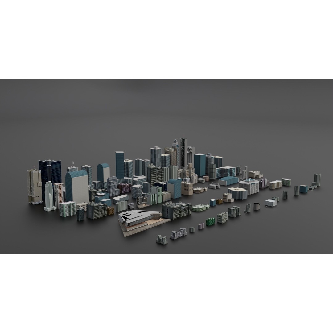 Complete City Pack Building 3D Model – Low Poly House Collection, FBX