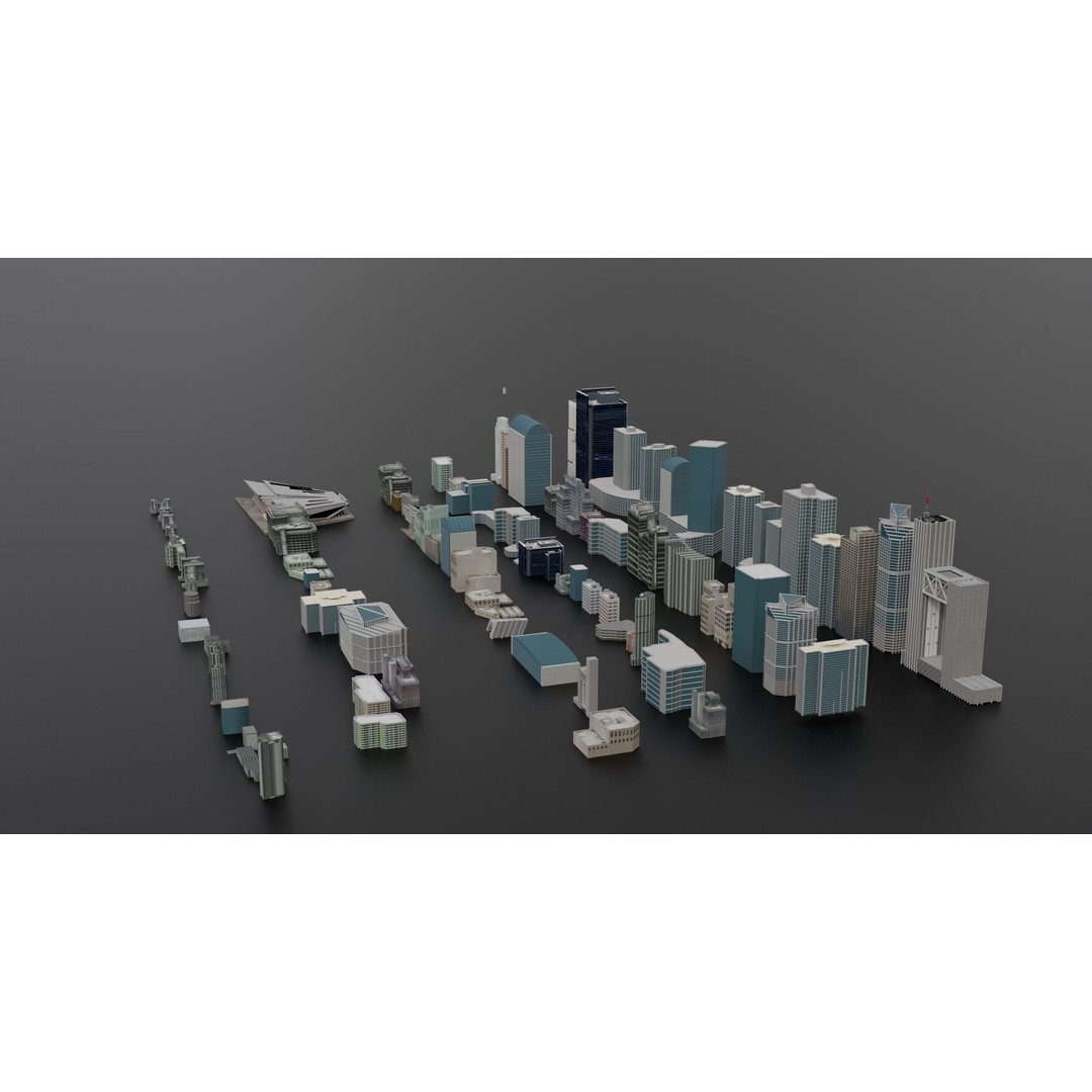 Complete City Pack Building 3D Model – Low Poly House Collection, FBX - View 3