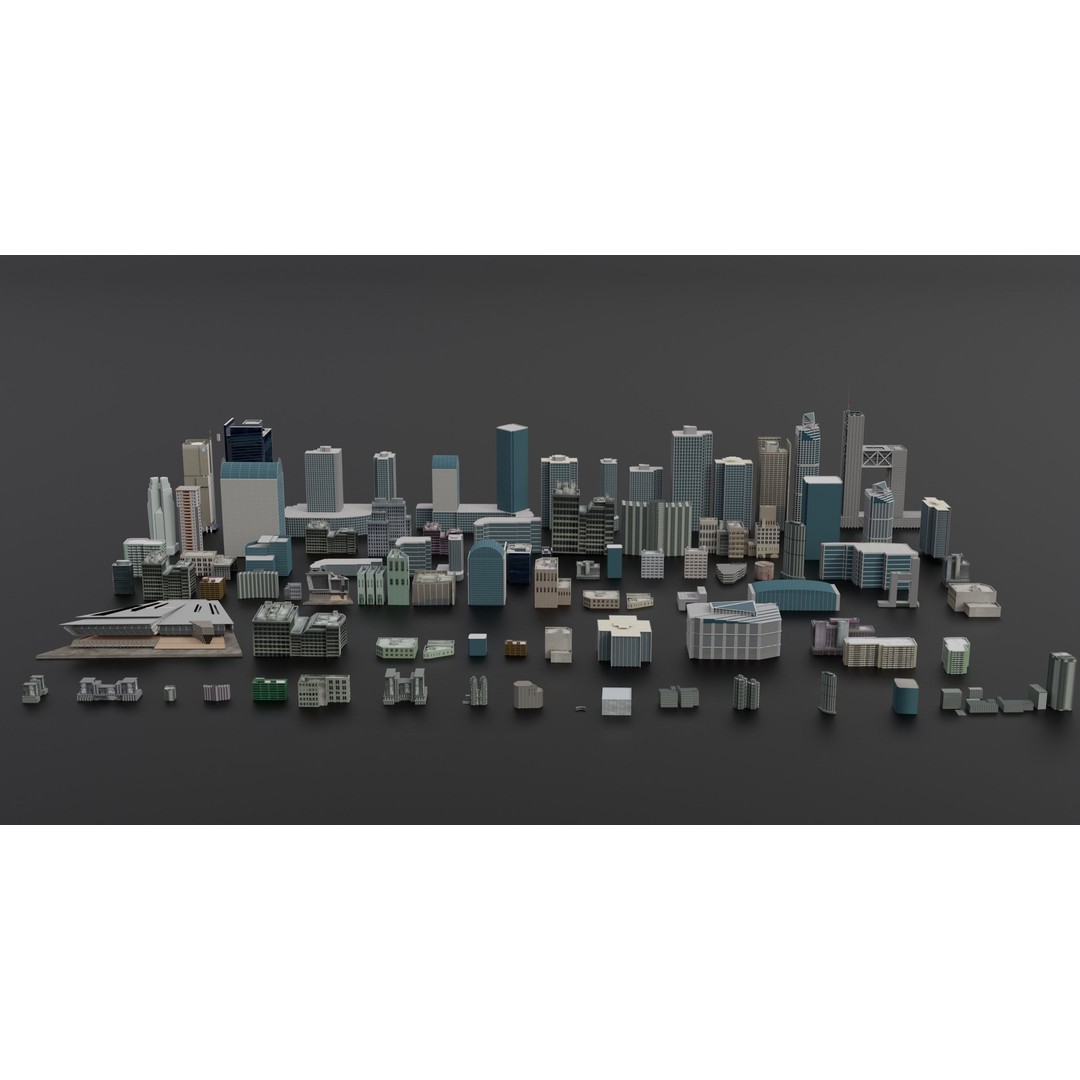 Complete City Pack Building 3D Model – Low Poly House Collection, FBX - View 4