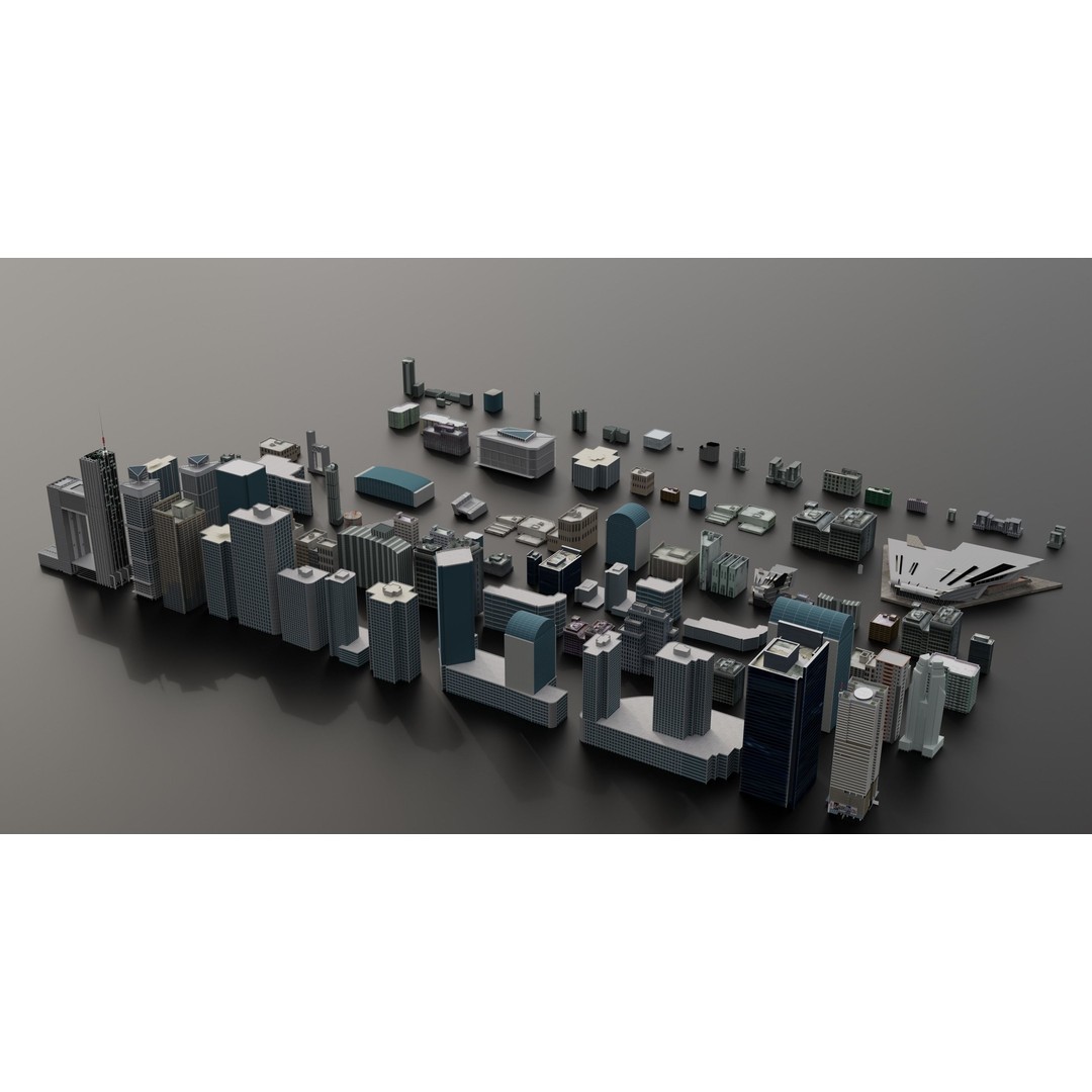 Complete City Pack Building 3D Model – Low Poly House Collection, FBX - View 6