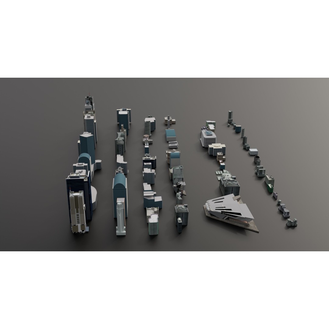 Complete City Pack Building 3D Model – Low Poly House Collection, FBX - View 7