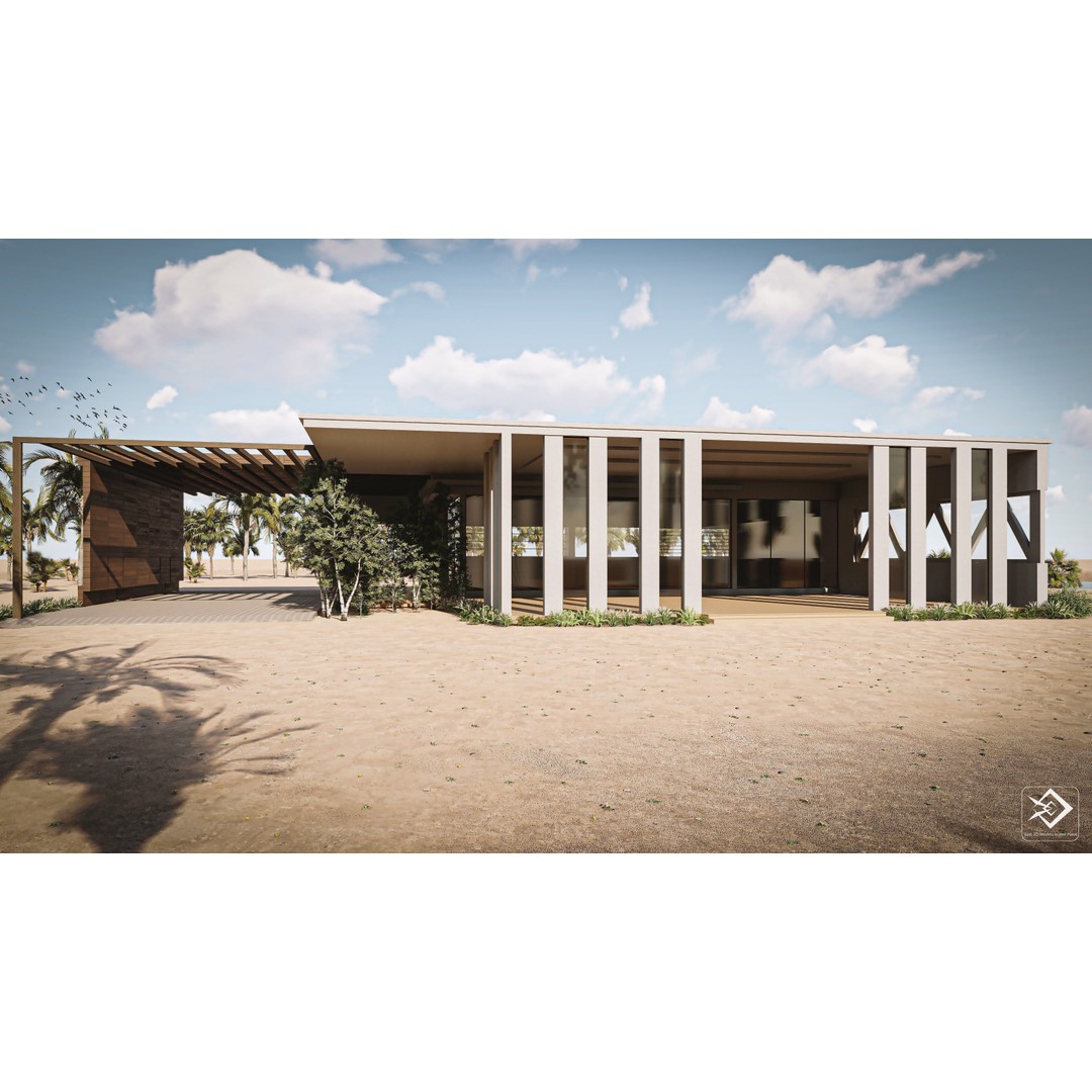 Modern Cabin 3D Model – Low Poly Desert House, FBX, PBR - View 3