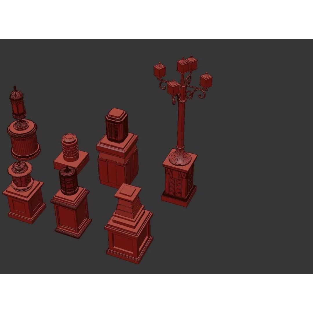 Classic European Outdoor Street Light Lantern 3D Model – Vintage Lighting Fixtures, FBX