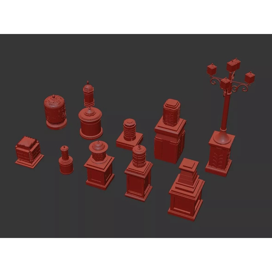 Classic European Outdoor Street Light Lantern 3D Model – Vintage Lighting Fixtures, FBX - View 10