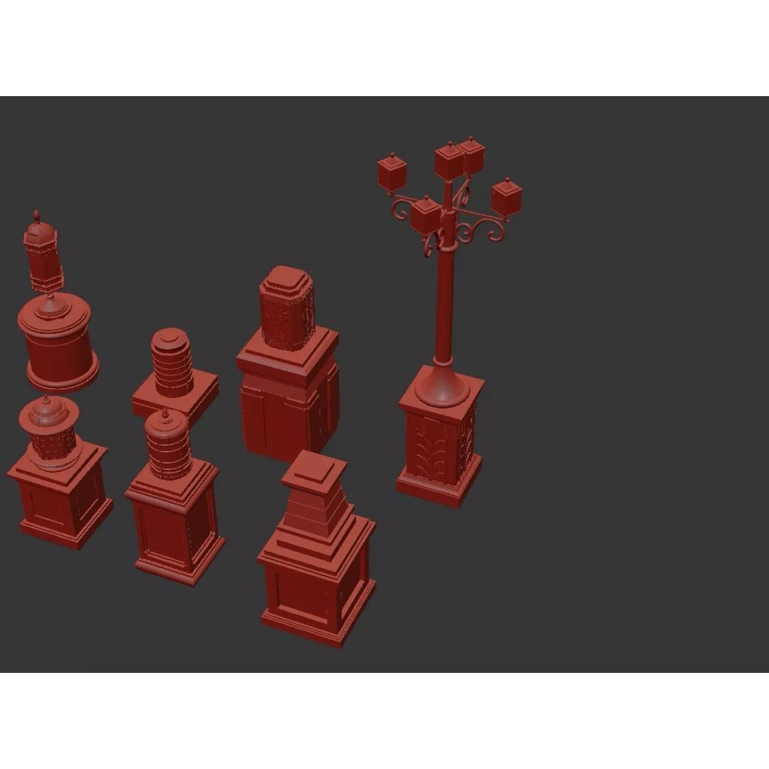 Classic European Outdoor Street Light Lantern 3D Model – Vintage Lighting Fixtures, FBX - View 13