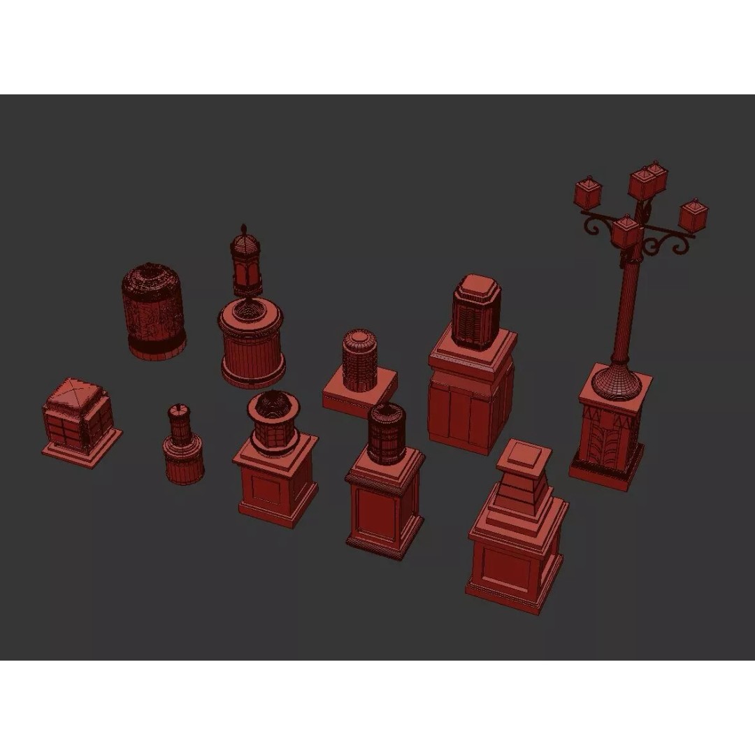 Classic European Outdoor Street Light Lantern 3D Model – Vintage Lighting Fixtures, FBX - View 14