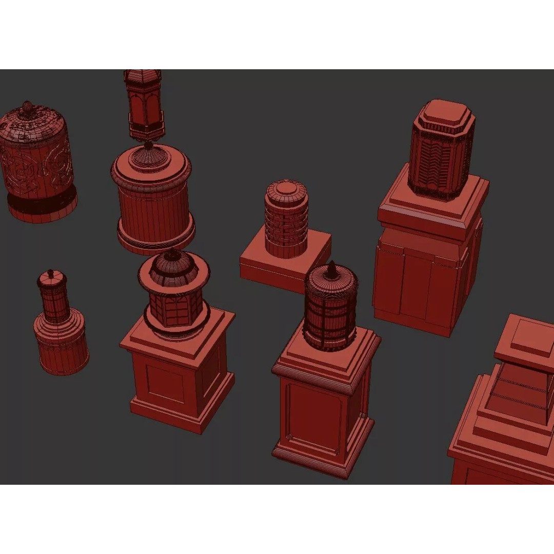 Classic European Outdoor Street Light Lantern 3D Model – Vintage Lighting Fixtures, FBX - View 16
