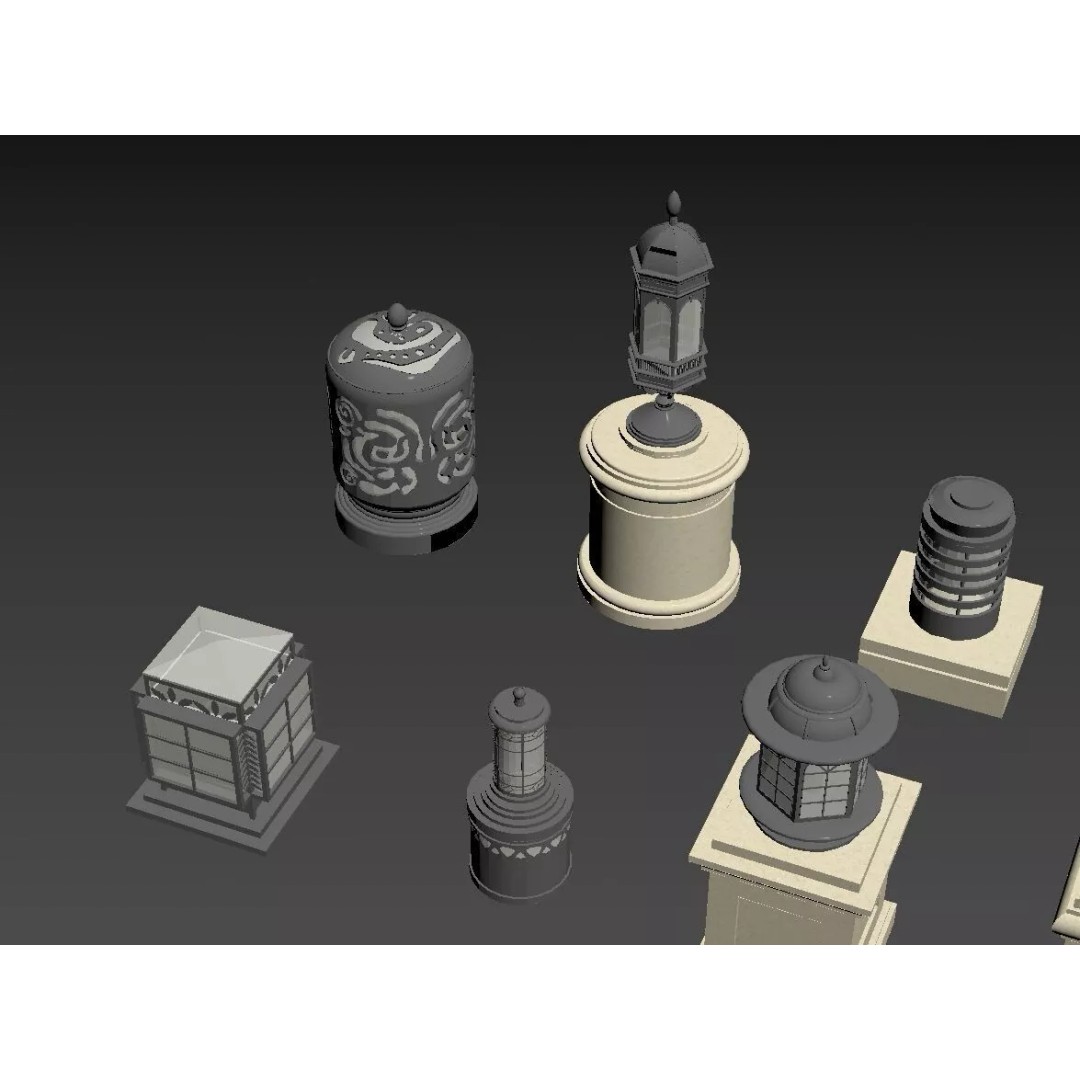 Classic European Outdoor Street Light Lantern 3D Model – Vintage Lighting Fixtures, FBX - View 7