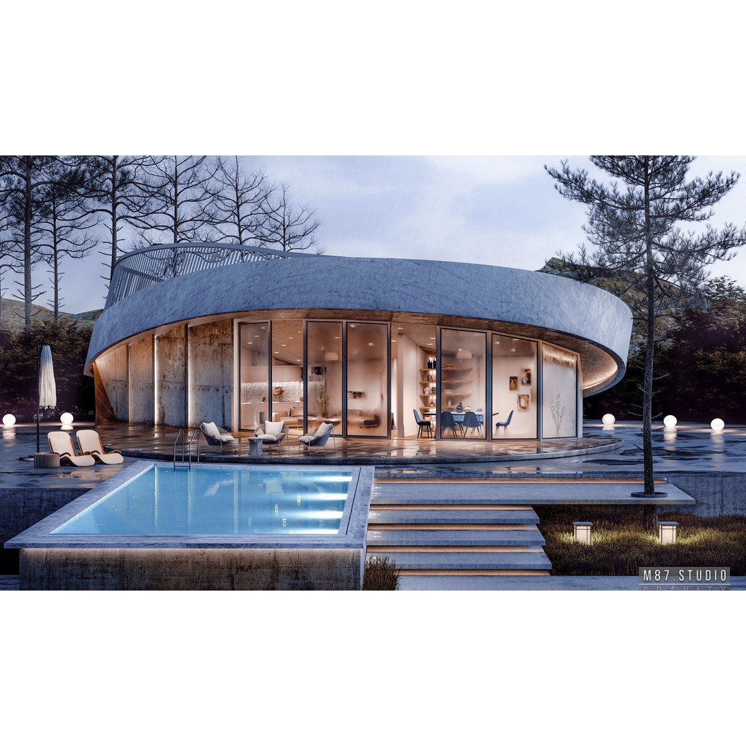 Modern Villa 3D Model – Low Poly Luxury Exterior with Pool