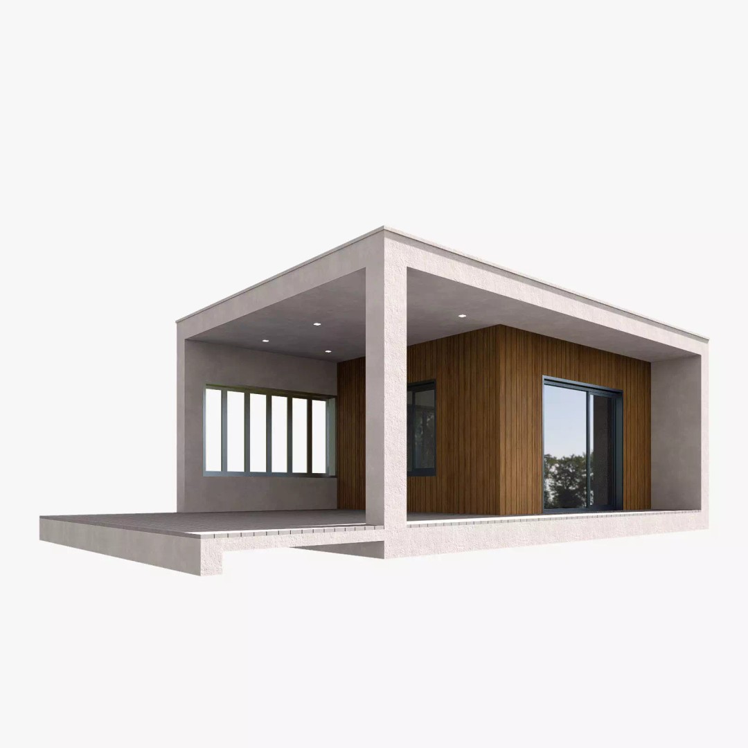 Mini House 3D Model – Low Poly Exterior Design, FBX - View 4