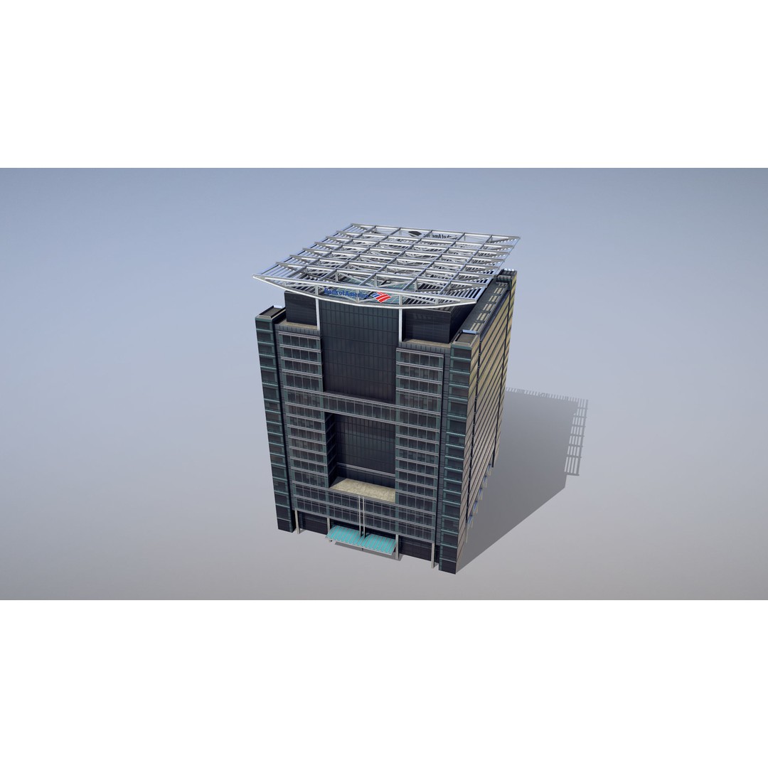 London 5 Canada Square 3D Model – Low Poly Game Asset, FBX - View 10