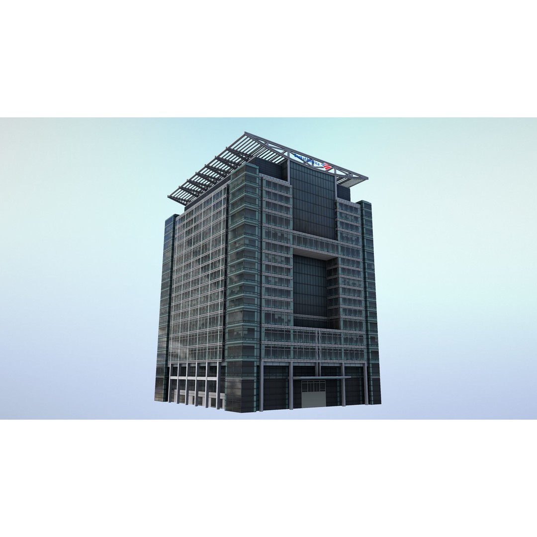 London 5 Canada Square 3D Model – Low Poly Game Asset, FBX - View 17