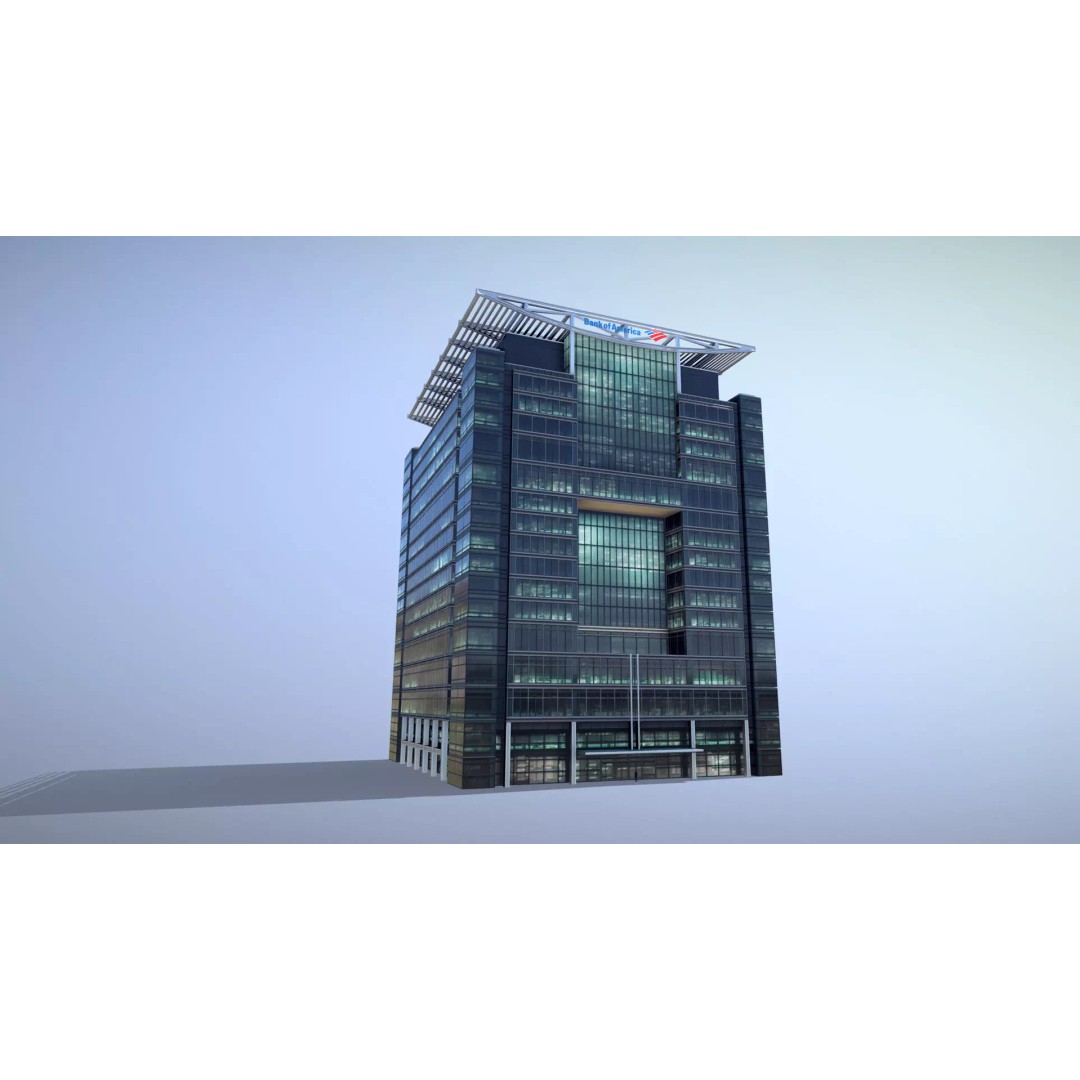 London 5 Canada Square 3D Model – Low Poly Game Asset, FBX - View 2