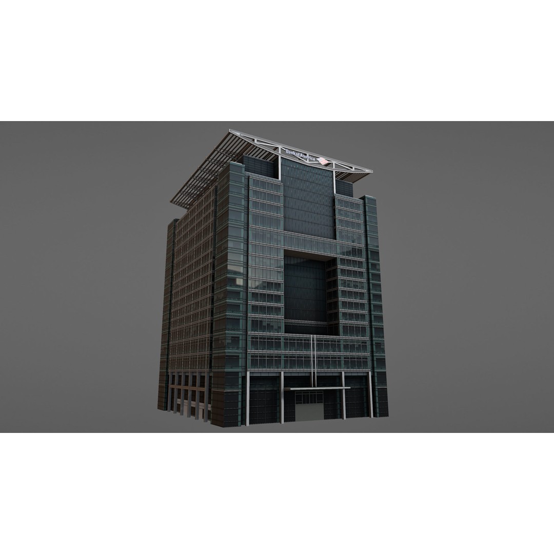 London 5 Canada Square 3D Model – Low Poly Game Asset, FBX - View 21