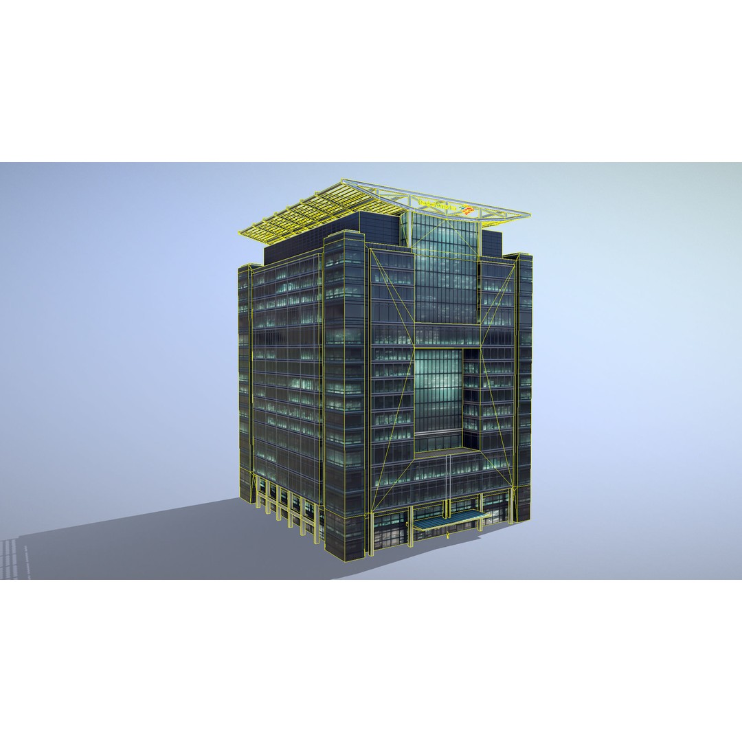 London 5 Canada Square 3D Model – Low Poly Game Asset, FBX - View 23