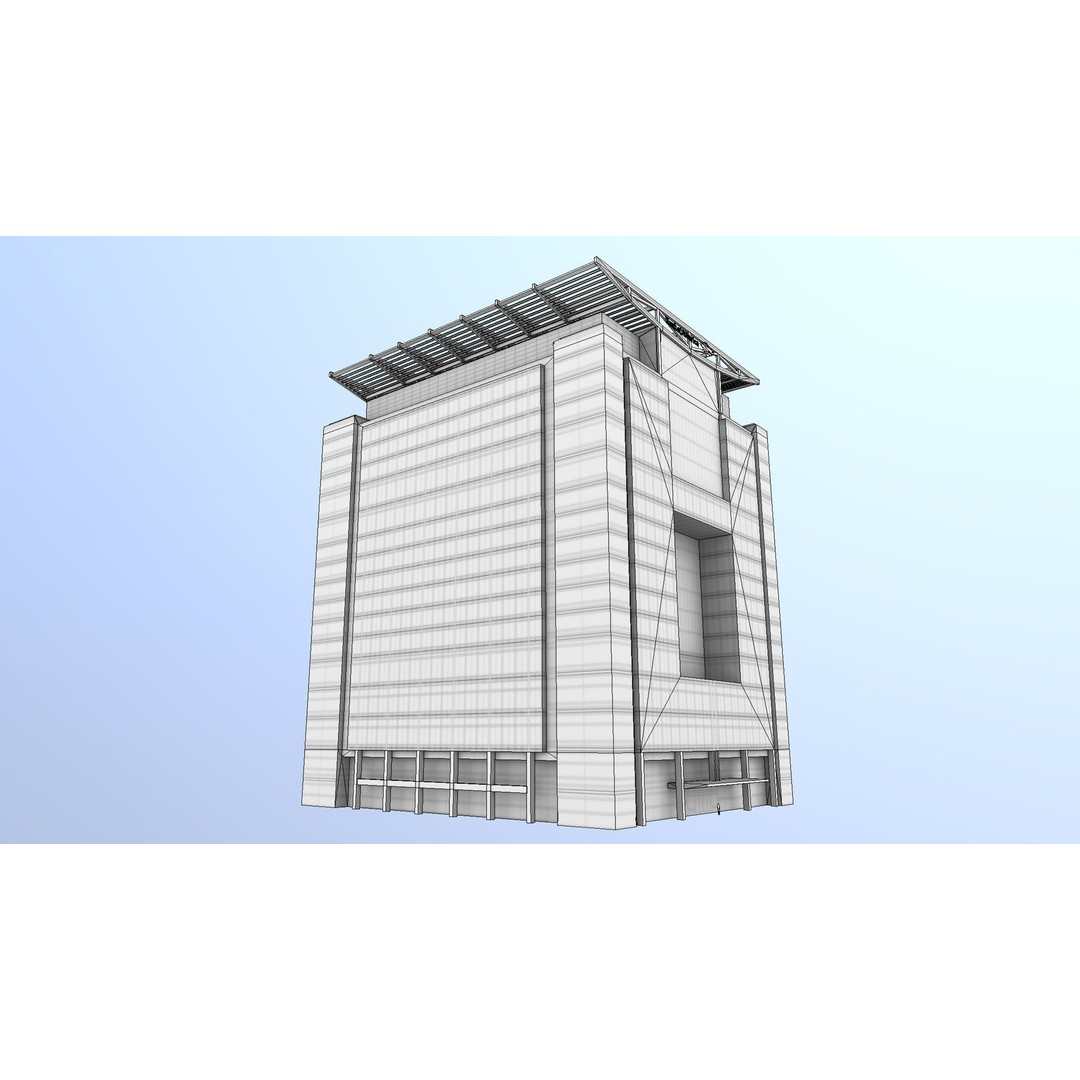 London 5 Canada Square 3D Model – Low Poly Game Asset, FBX - View 25
