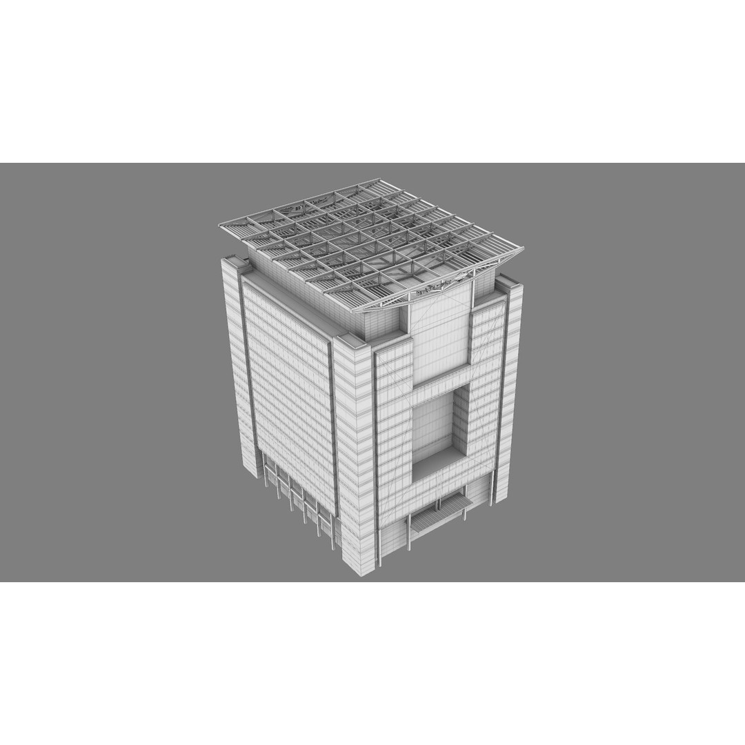 London 5 Canada Square 3D Model – Low Poly Game Asset, FBX - View 26