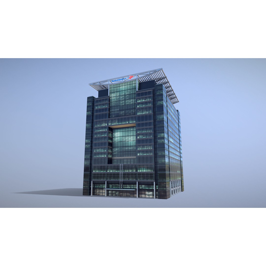 London 5 Canada Square 3D Model – Low Poly Game Asset, FBX - View 3