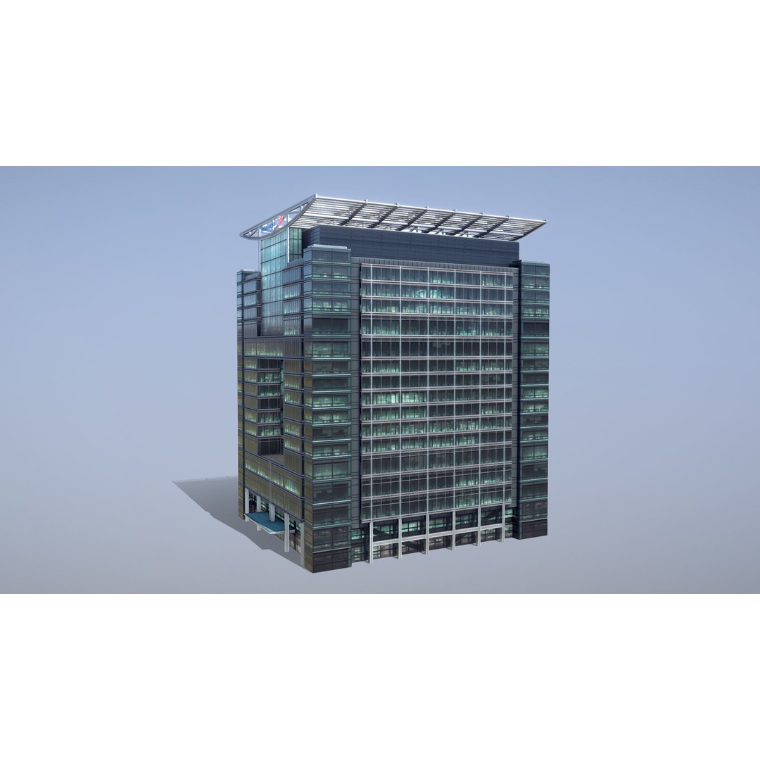 London 5 Canada Square 3D Model – Low Poly Game Asset, FBX - View 4