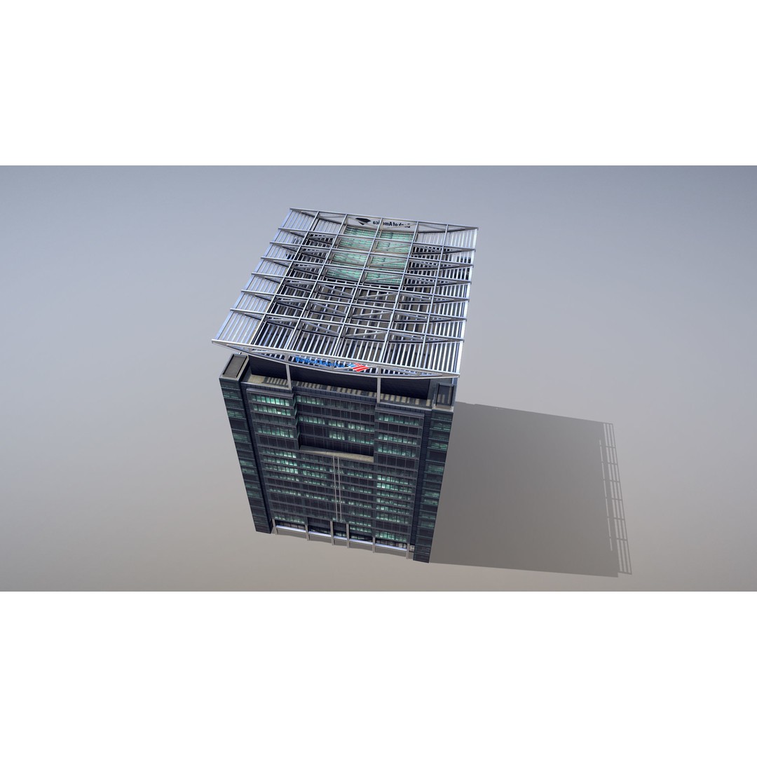 London 5 Canada Square 3D Model – Low Poly Game Asset, FBX - View 6