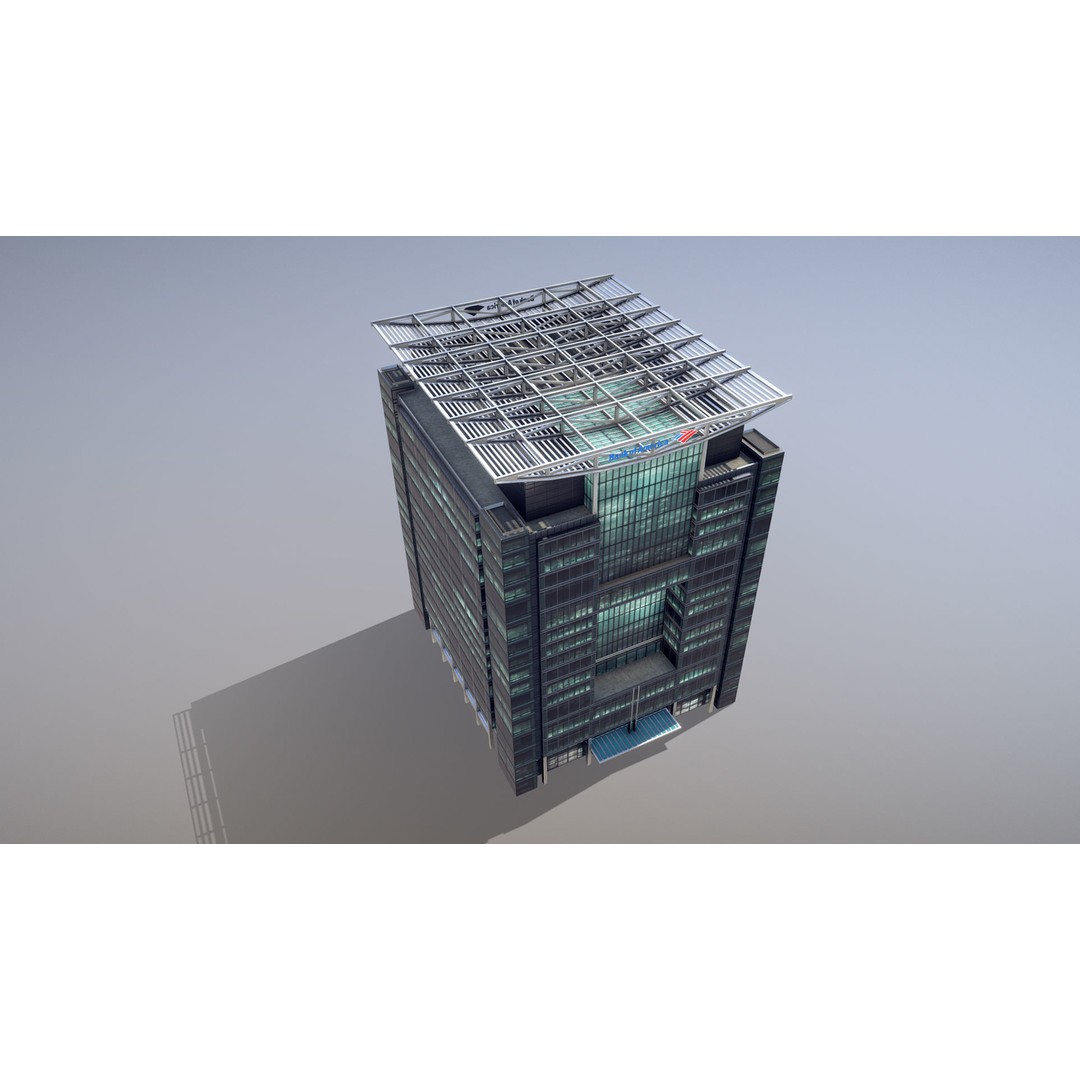 London 5 Canada Square 3D Model – Low Poly Game Asset, FBX - View 7