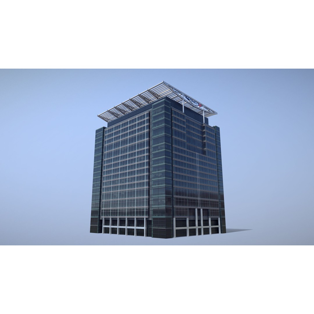 London 5 Canada Square 3D Model – Low Poly Game Asset, FBX - View 9