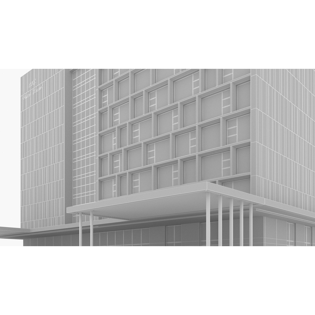 Hotel 3D Model – Low Poly Exterior Asset, FBX, PBR Textures