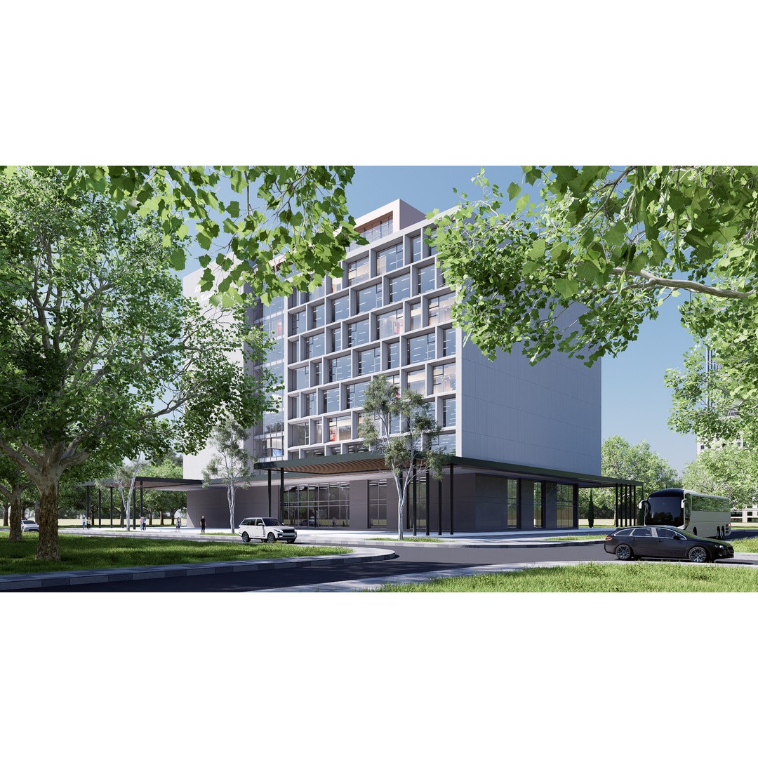 Hotel 3D Model – Low Poly Exterior Asset, FBX, PBR Textures - View 11