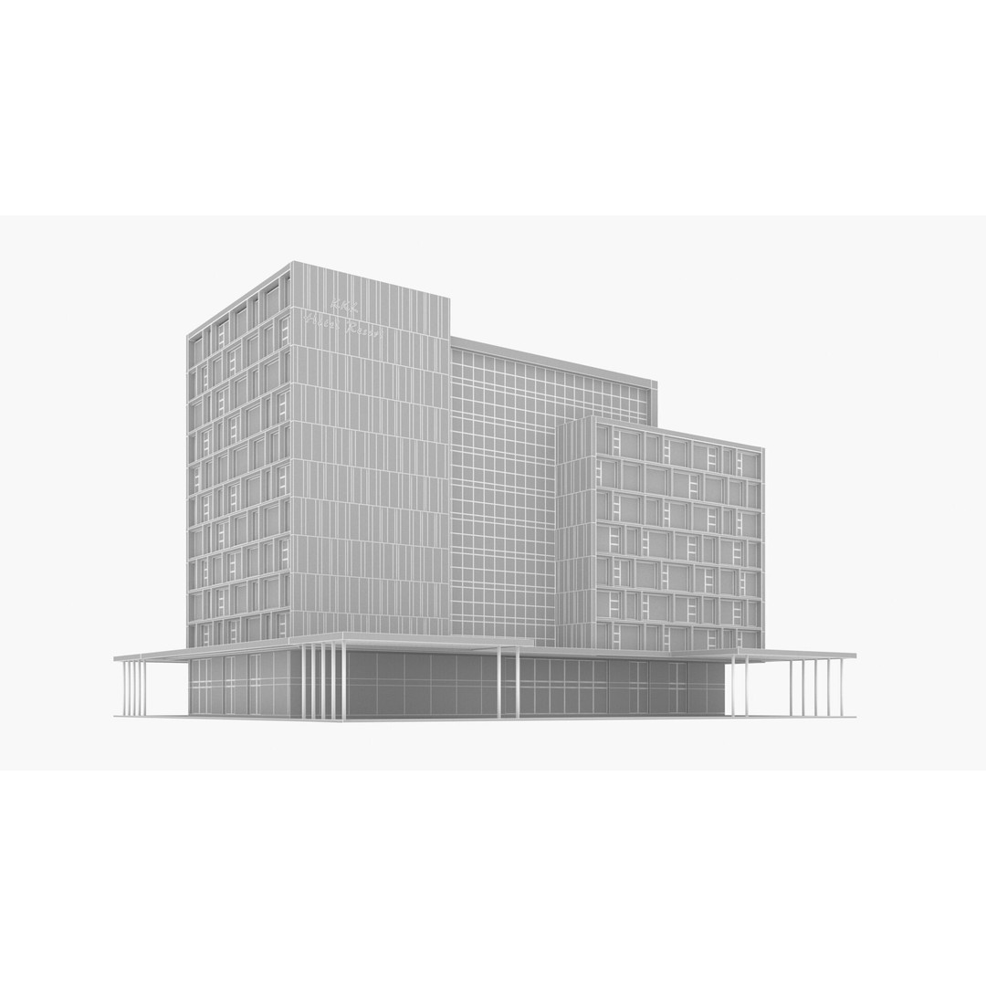 Hotel 3D Model – Low Poly Exterior Asset, FBX, PBR Textures - View 17