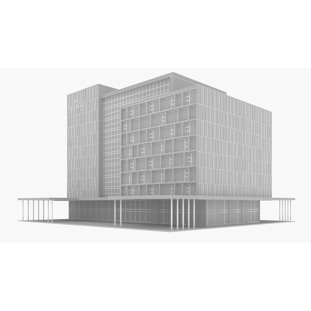 Hotel 3D Model – Low Poly Exterior Asset, FBX, PBR Textures - View 18