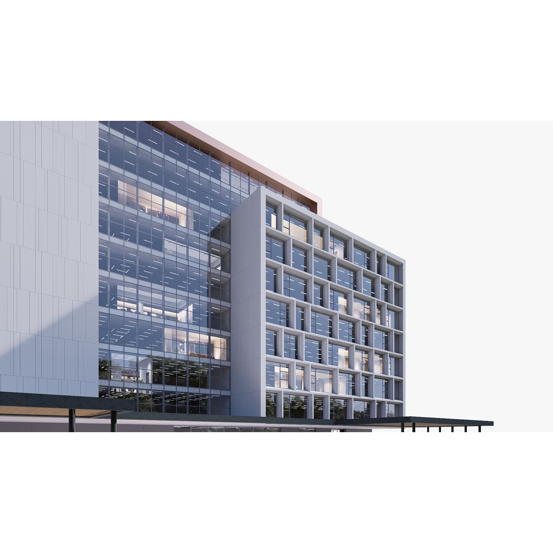 Hotel 3D Model – Low Poly Exterior Asset, FBX, PBR Textures - View 6