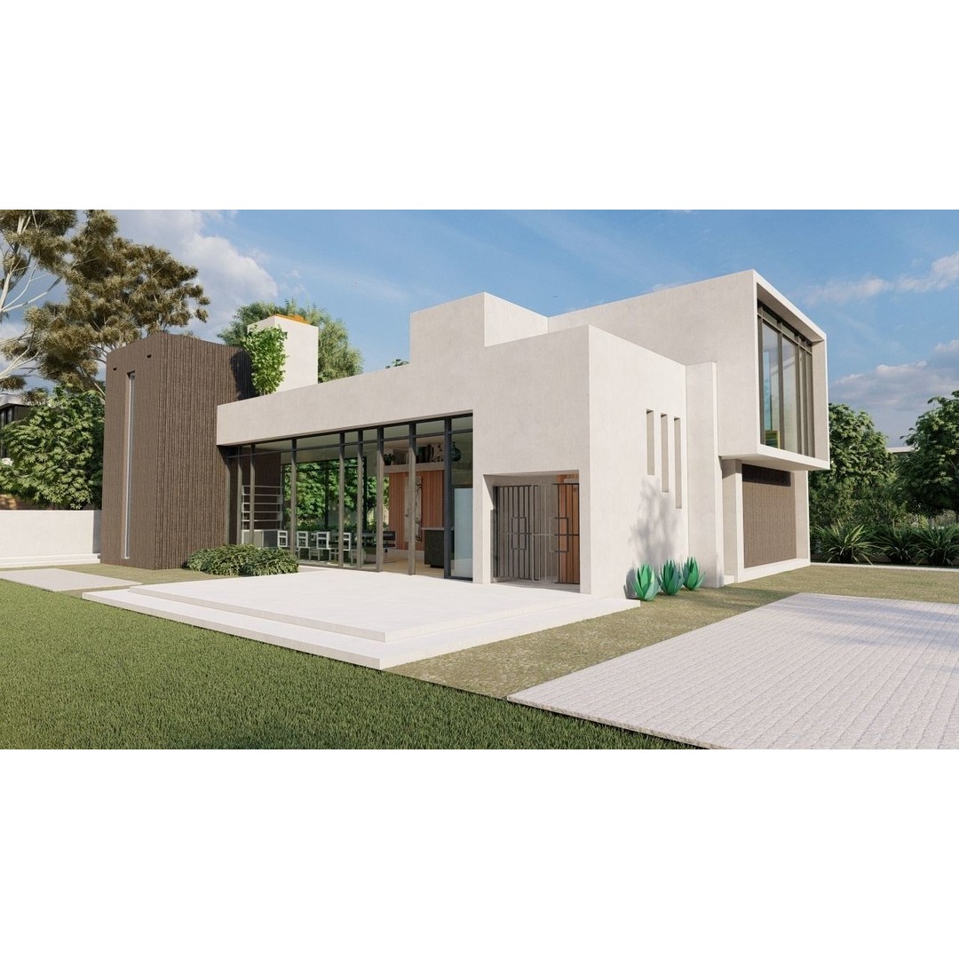 Modern Villa 3D Model – Luxurious Architectural Design, FBX, OBJ - View 12