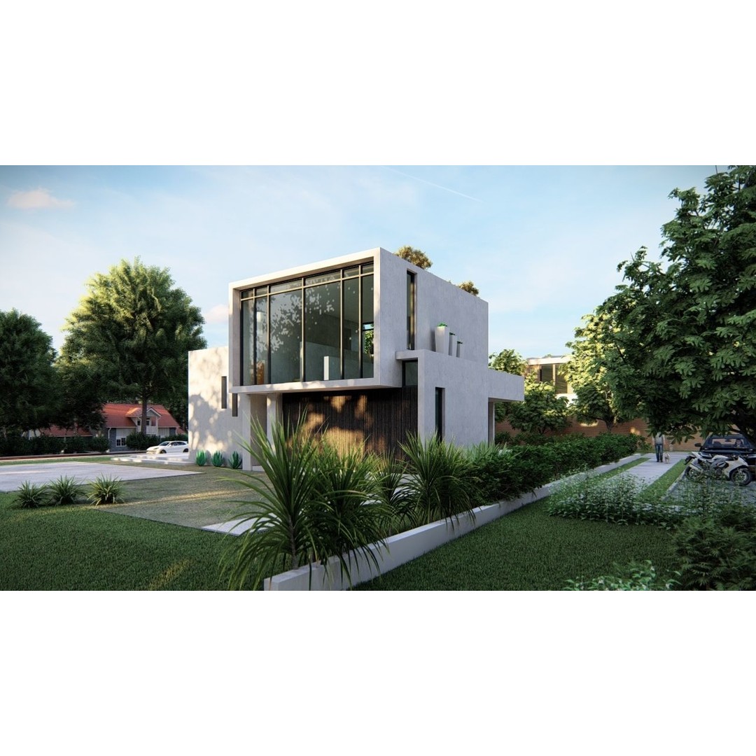 Modern Villa 3D Model – Luxurious Architectural Design, FBX, OBJ - View 3