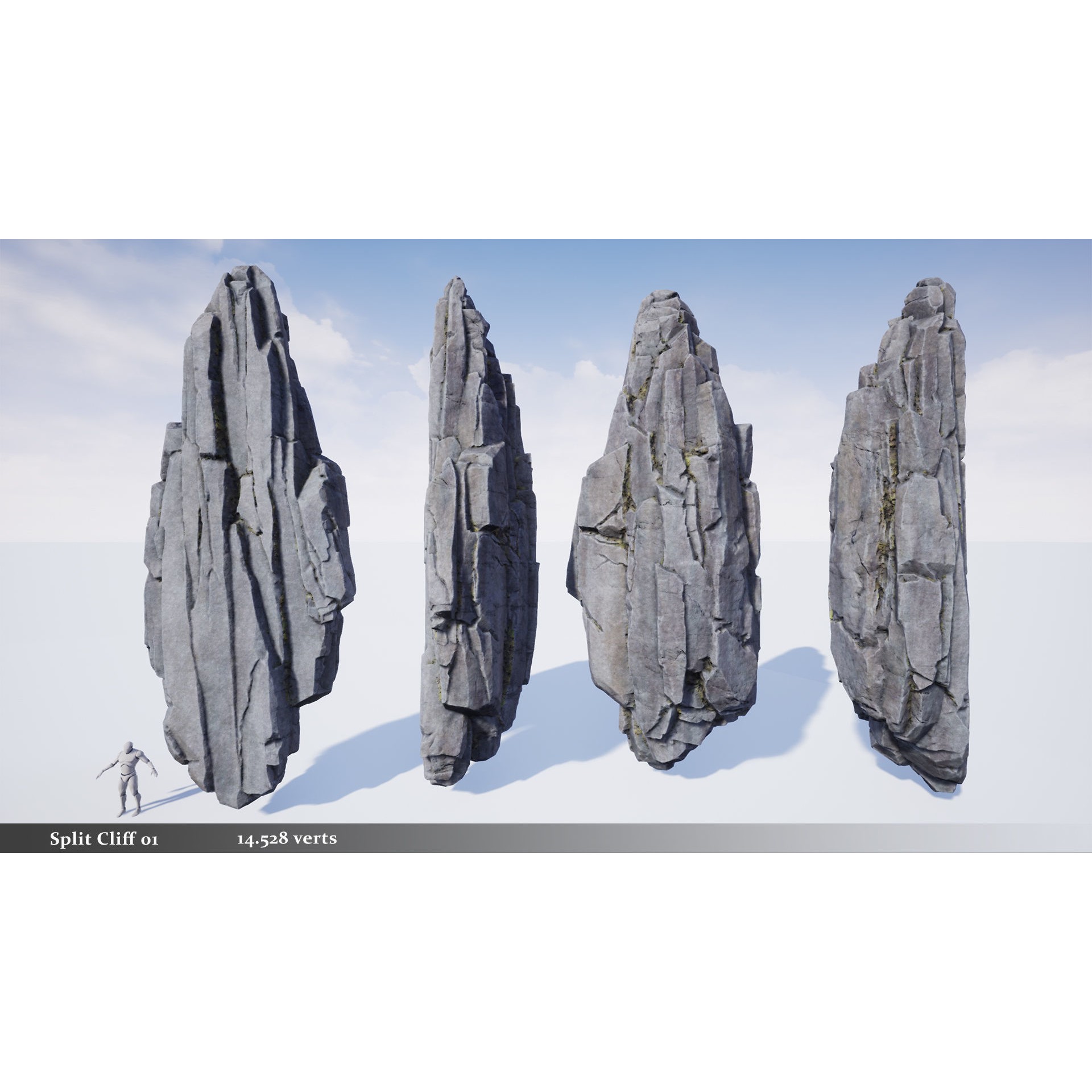 Modular Realistic Cliffs and Rocks - Low-Poly Game-Ready 3D Model - View 10