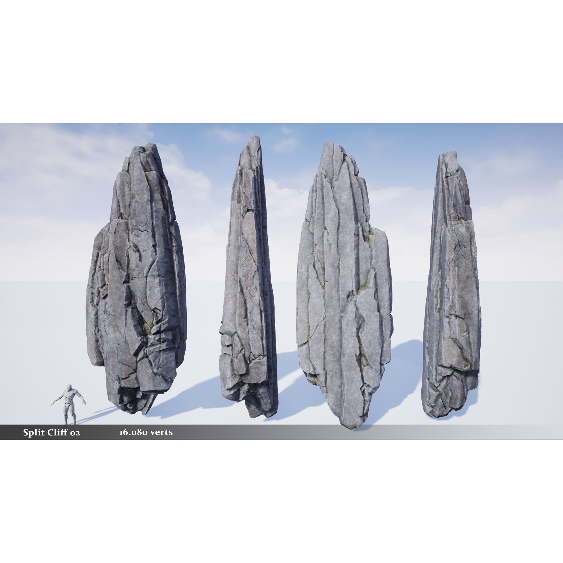 Modular Realistic Cliffs and Rocks - Low-Poly Game-Ready 3D Model - View 11