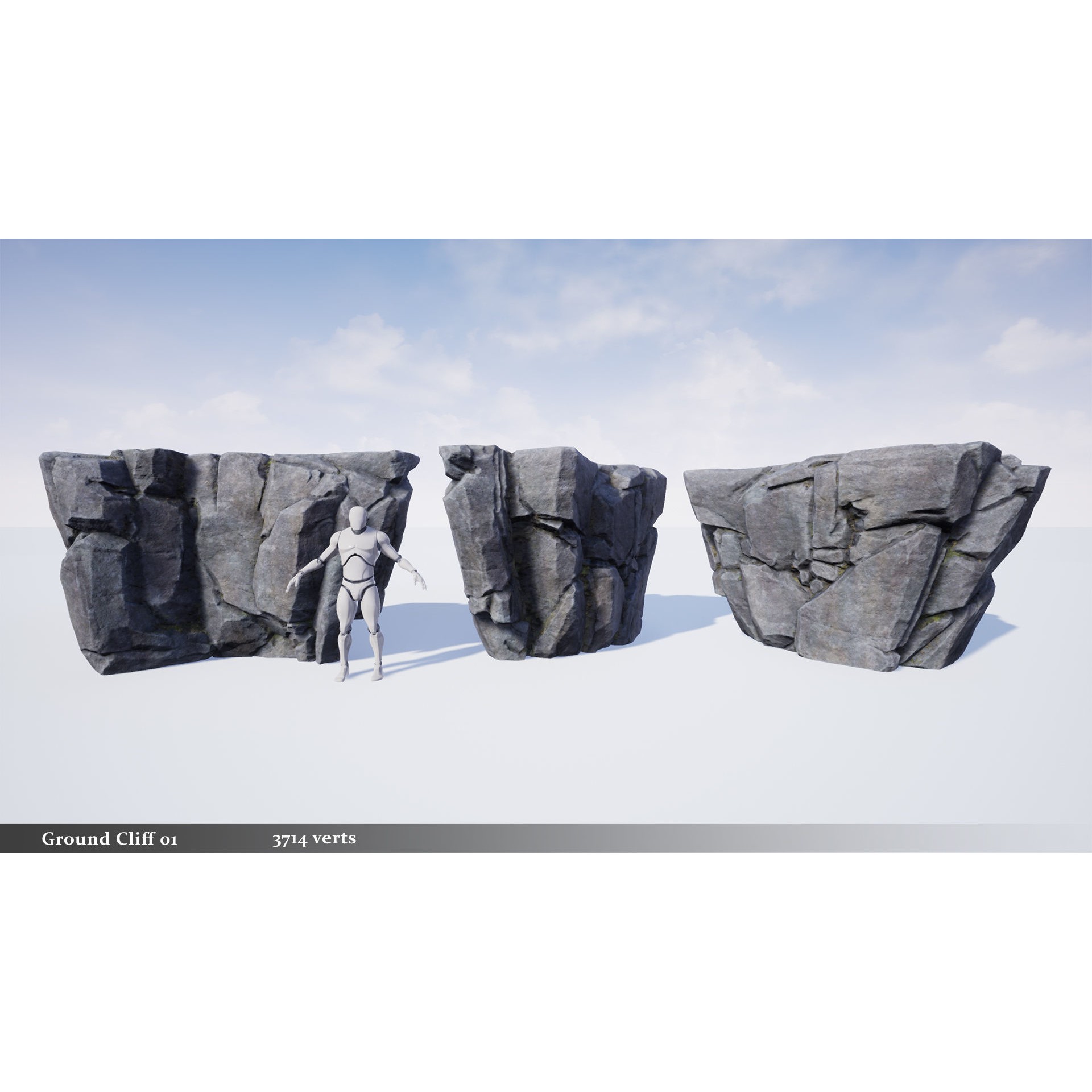 Modular Realistic Cliffs and Rocks - Low-Poly Game-Ready 3D Model - View 12