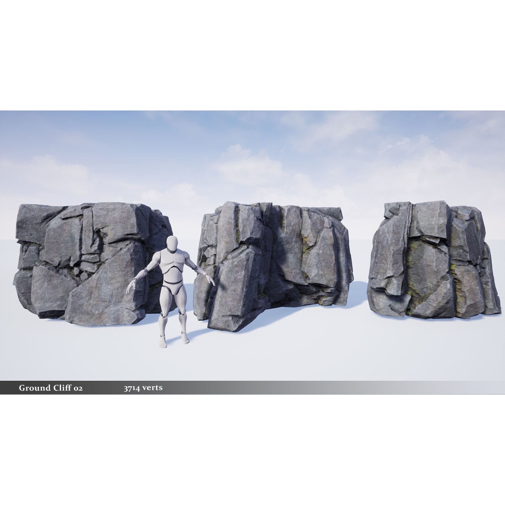 Modular Realistic Cliffs and Rocks - Low-Poly Game-Ready 3D Model - View 13