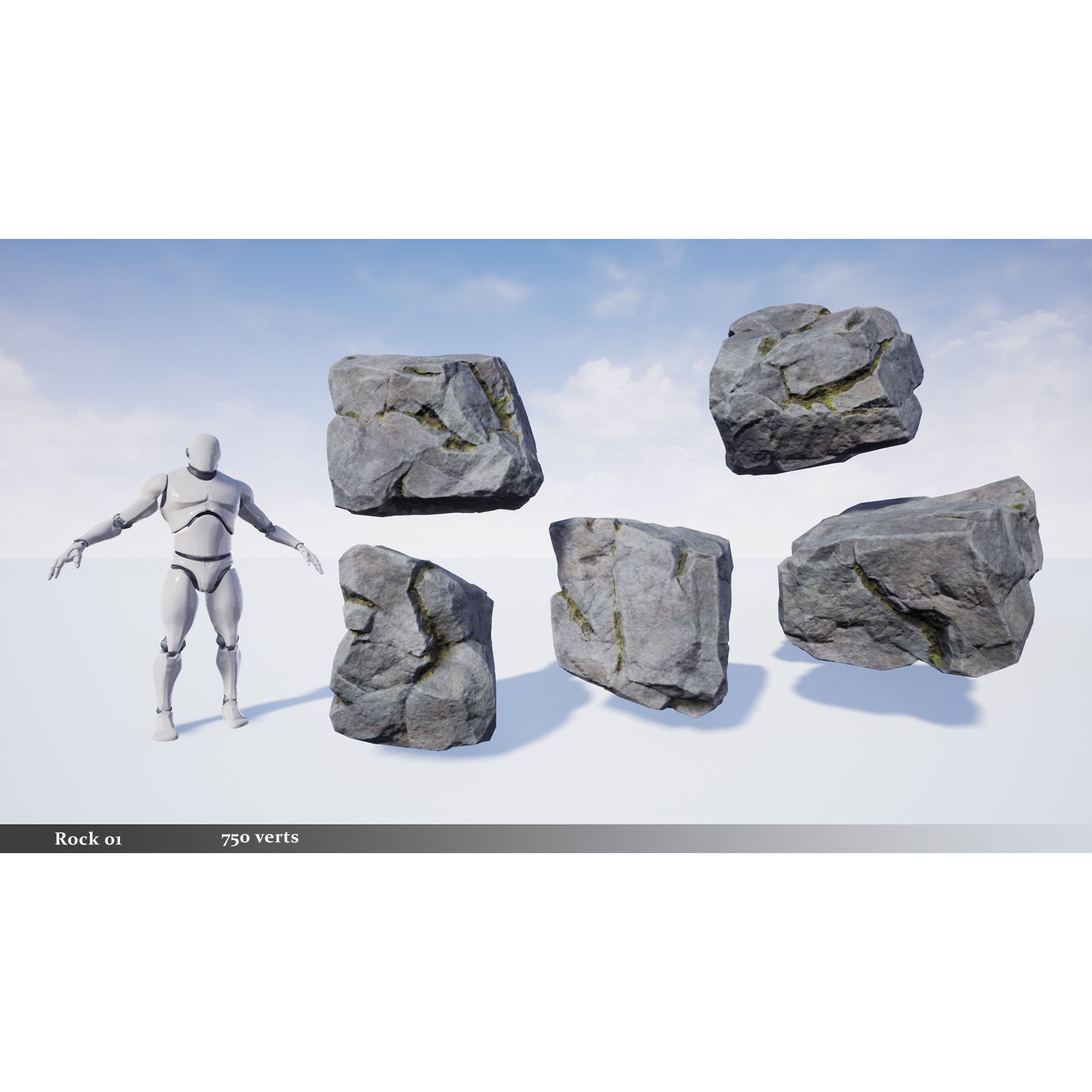 Modular Realistic Cliffs and Rocks - Low-Poly Game-Ready 3D Model - View 14