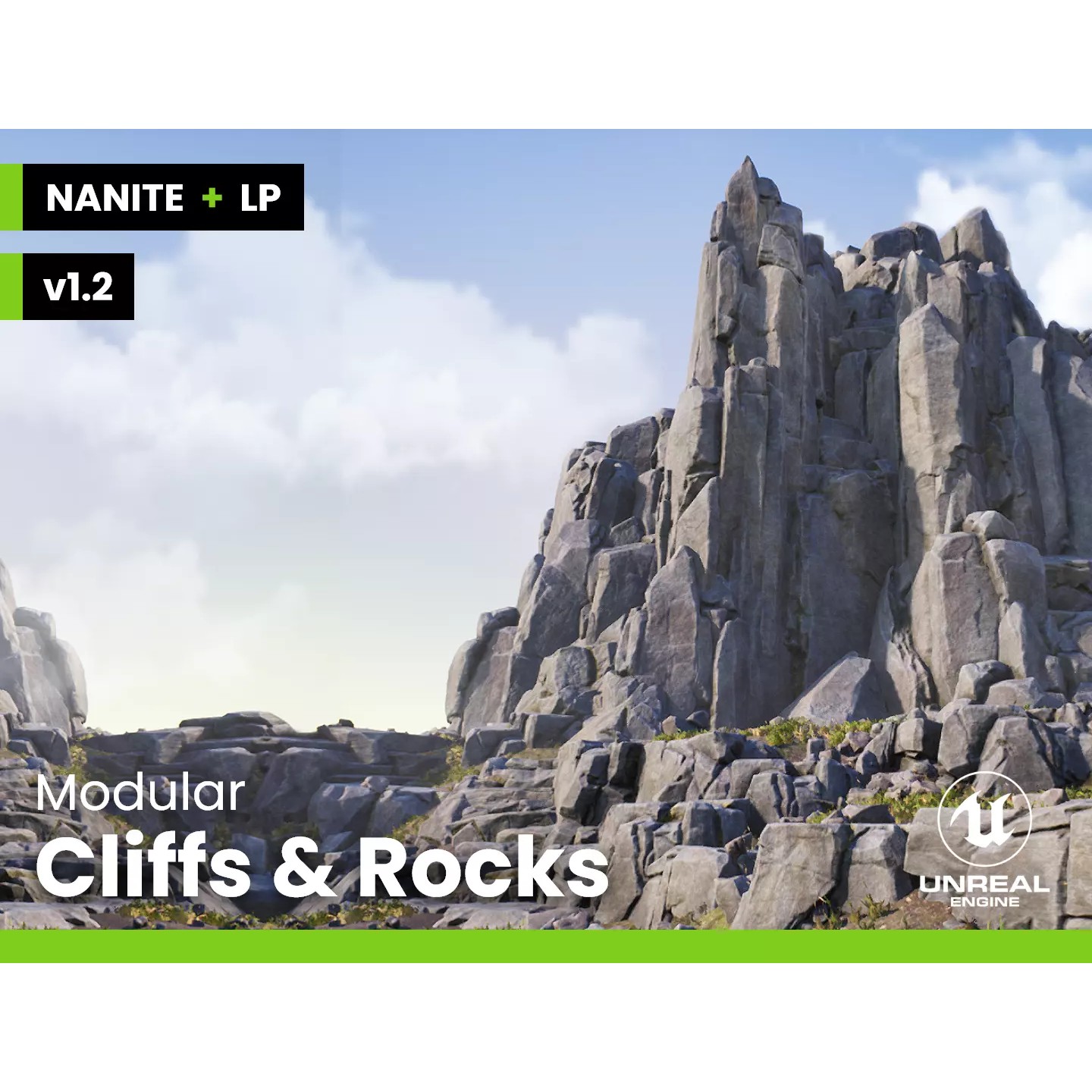 Modular Realistic Cliffs and Rocks - Low-Poly Game-Ready 3D Model - View 2