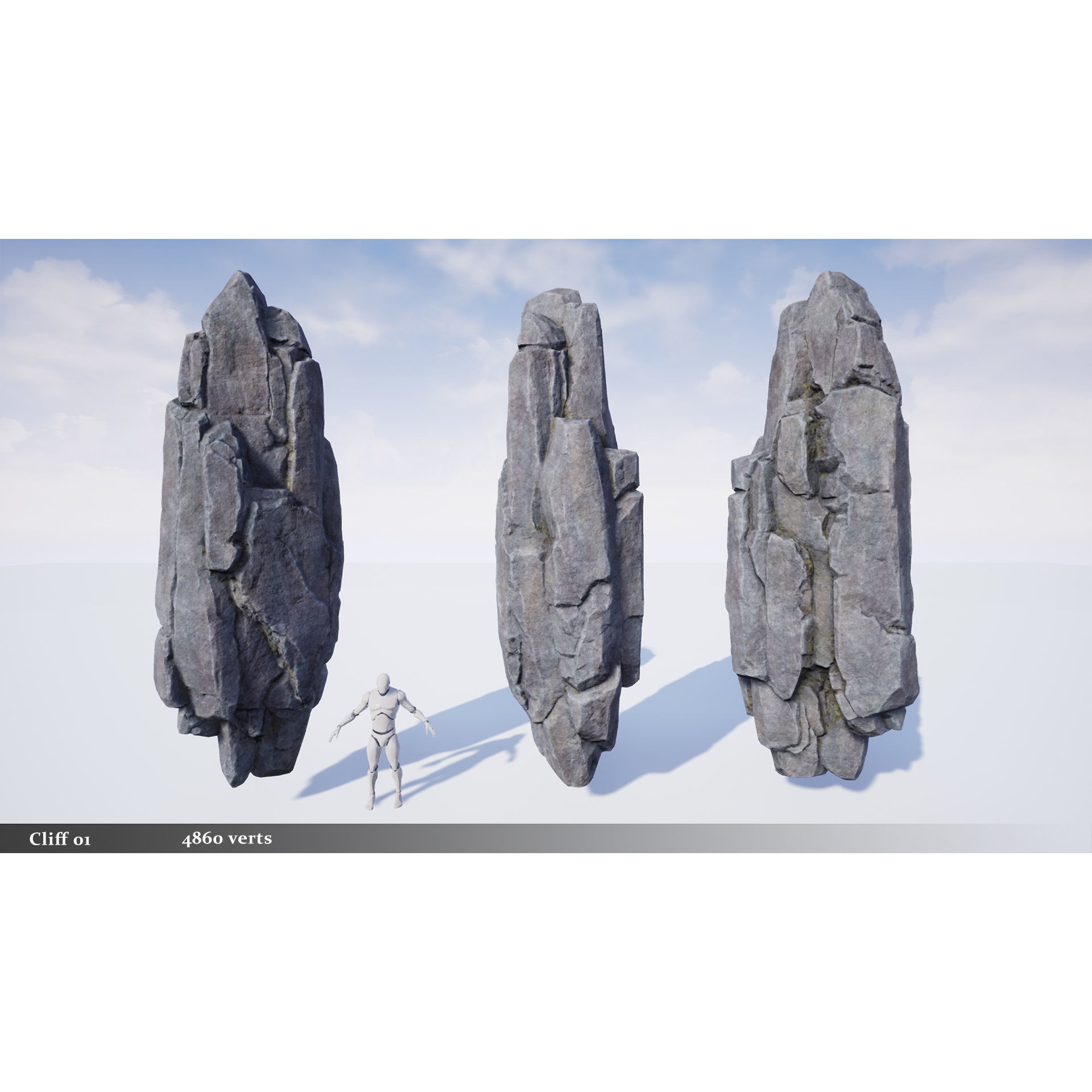Modular Realistic Cliffs and Rocks - Low-Poly Game-Ready 3D Model - View 8