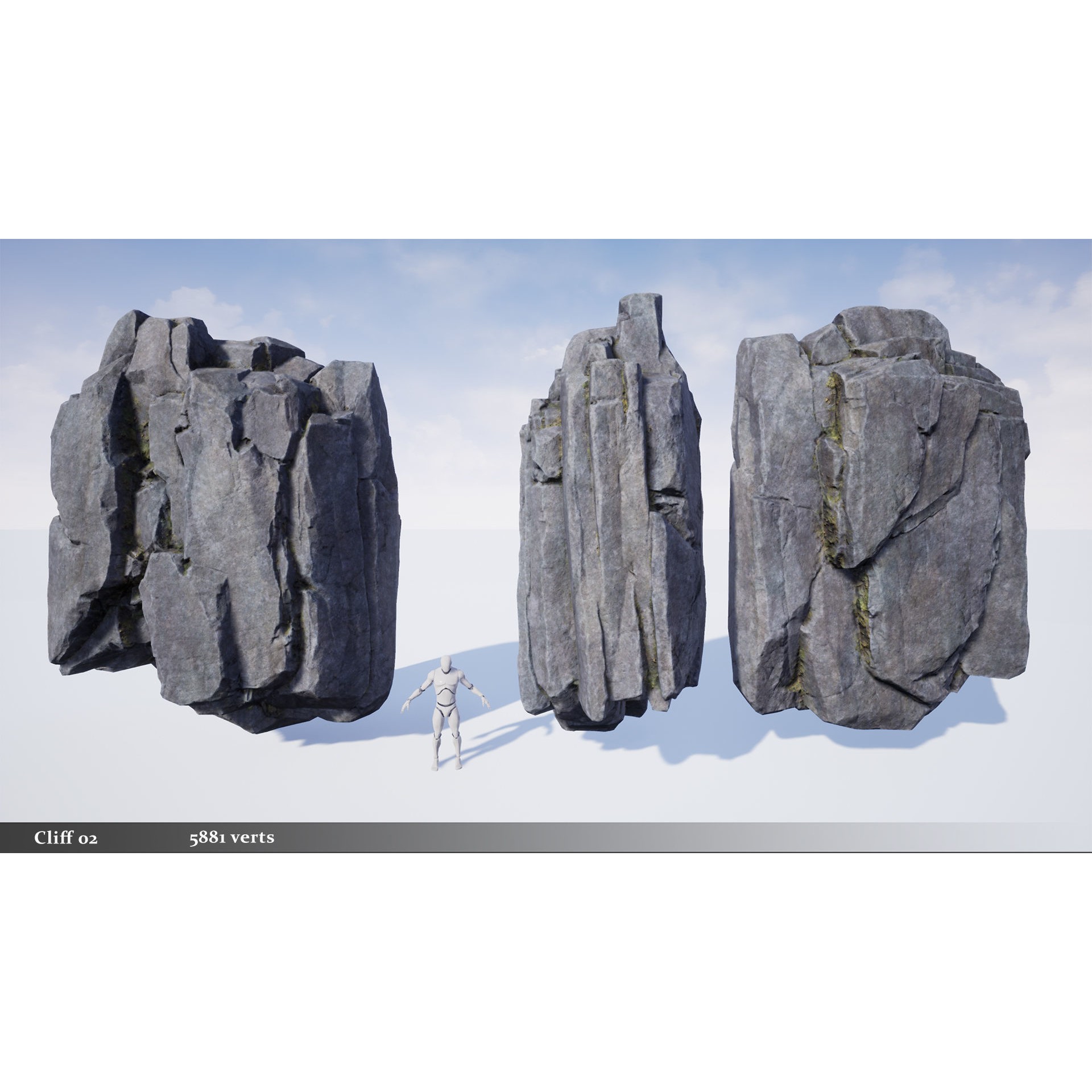 Modular Realistic Cliffs and Rocks - Low-Poly Game-Ready 3D Model - View 9