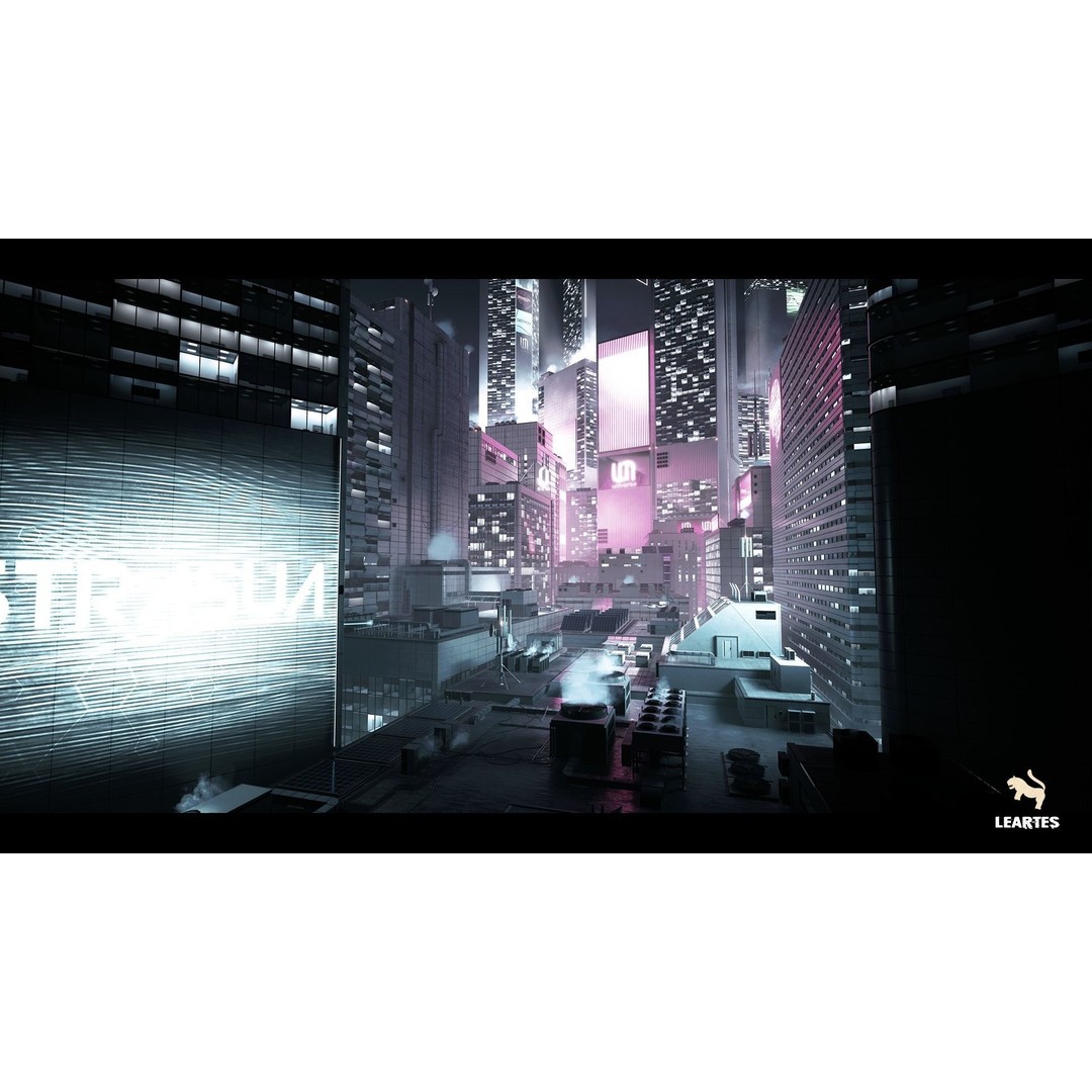 Futuristic Rooftop City Environment 3D Model – Low Poly Game Asset, PBR - View 5