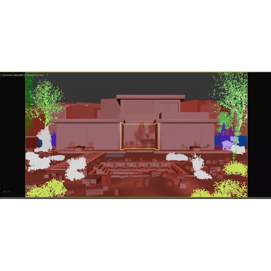Luxury Villa 3D Model – Modern Exterior with Pool and Landscape - View 4