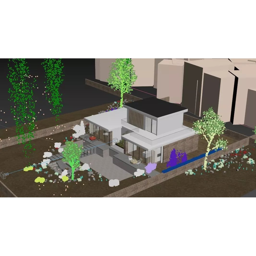 Luxury Villa 3D Model – Modern Exterior with Pool and Landscape - View 5