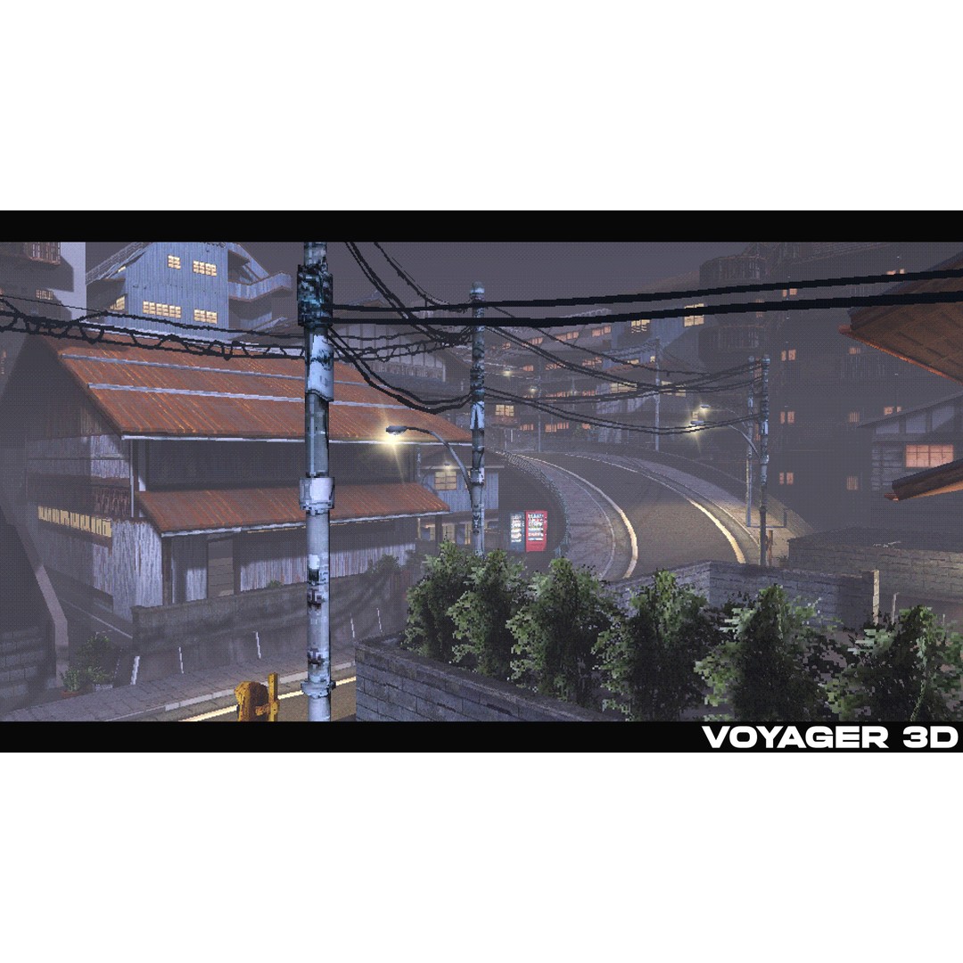 Japanese Rural Town 3D Model – Retro Low-Poly Game Asset, FBX - View 11