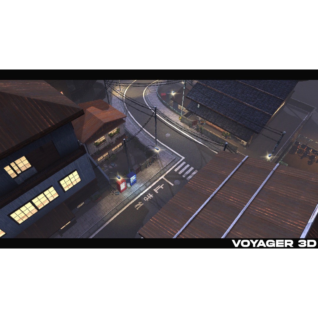 Japanese Rural Town 3D Model – Retro Low-Poly Game Asset, FBX - View 12