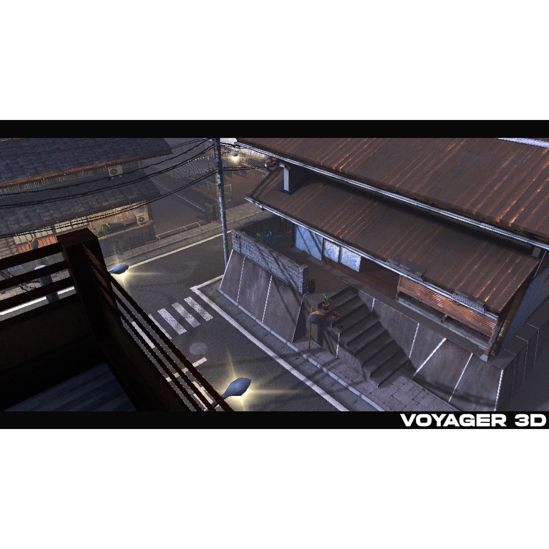 Japanese Rural Town 3D Model – Retro Low-Poly Game Asset, FBX - View 13